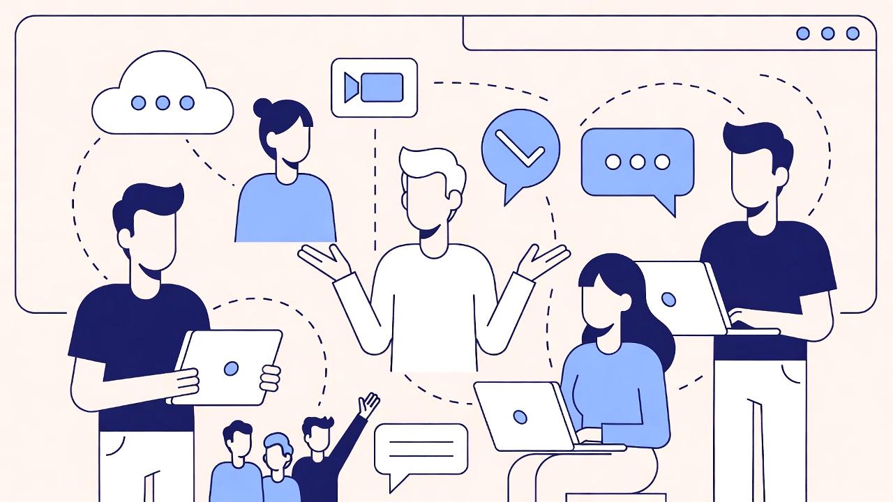 企業システムでGo言語とクラウドサービスが連携する様子