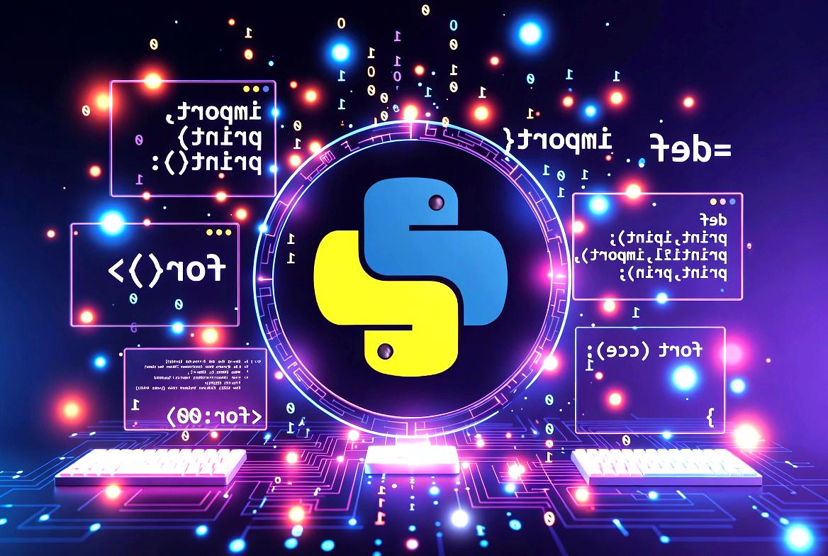 Pythonの未来性と成長性を象徴する抽象的なテクノロジーイメージ