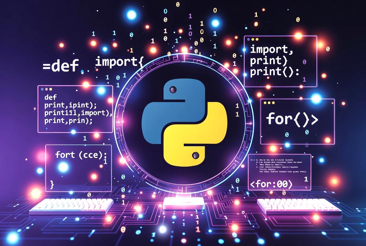 Pythonによるログ解析と自動処理のワークフローを表したイメージ