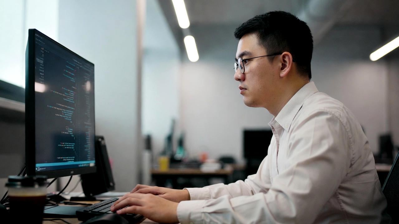 VSCodeやGitなど開発ツールを使ってコーディングする様子