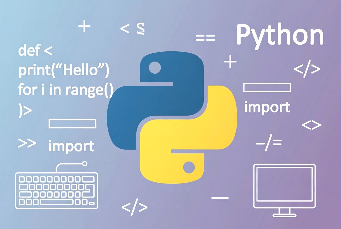 AI開発とPythonの関係を示す未来的なデータ処理イメージ