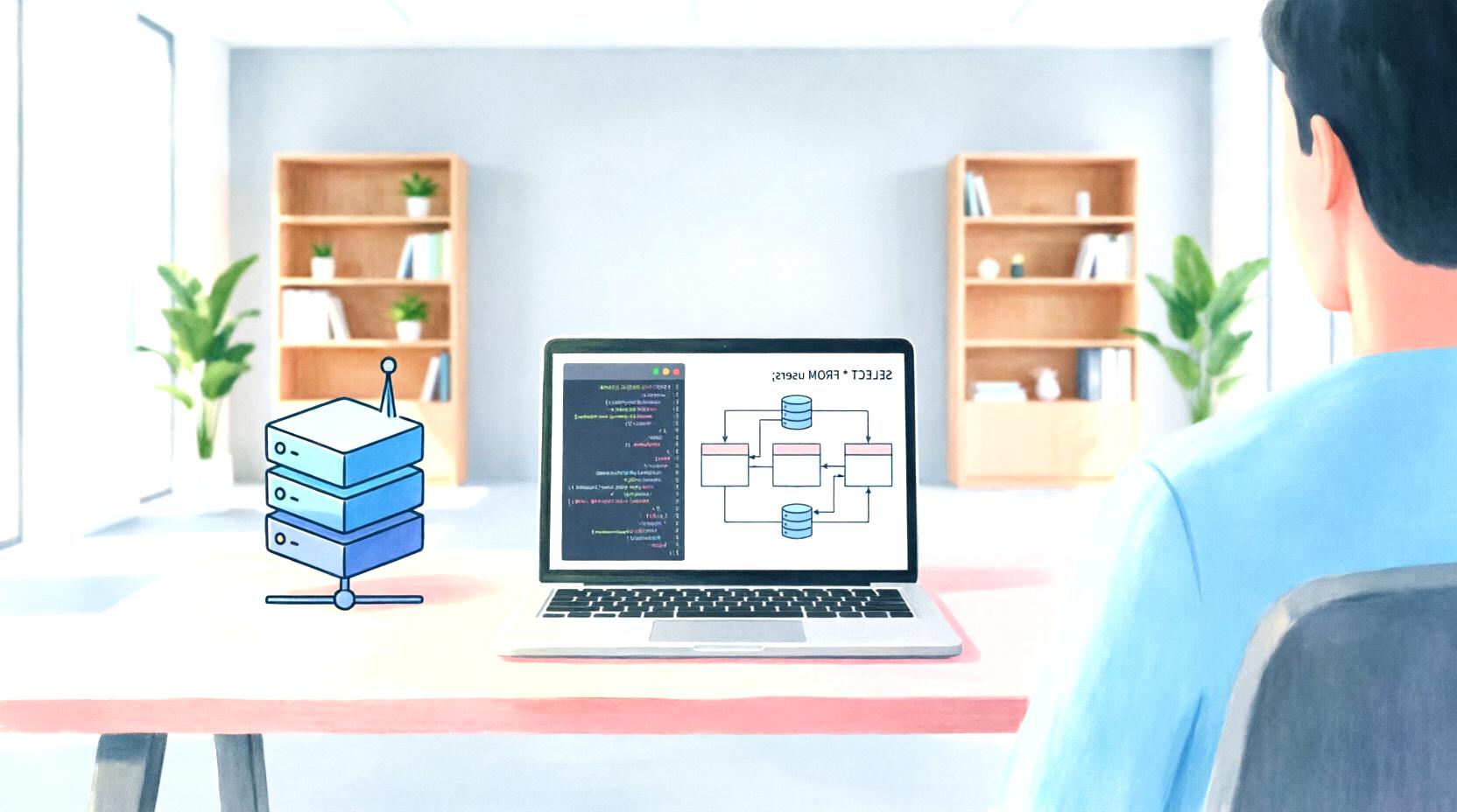 JSONの階層構造と可読性の高さを示すデータ構造イメージ