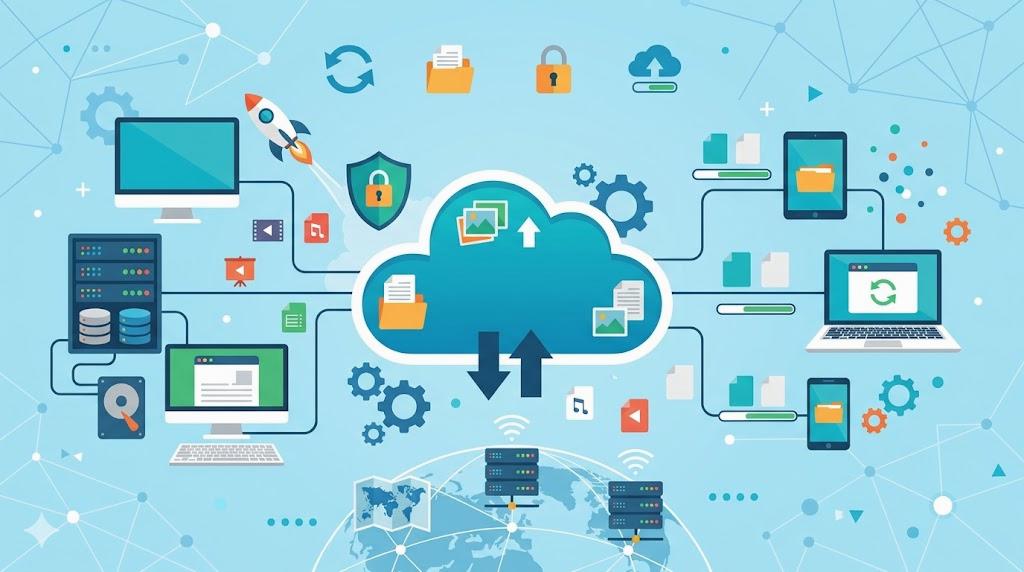 クラウドとデータベース間でJSONとCSVを使い分ける構成図