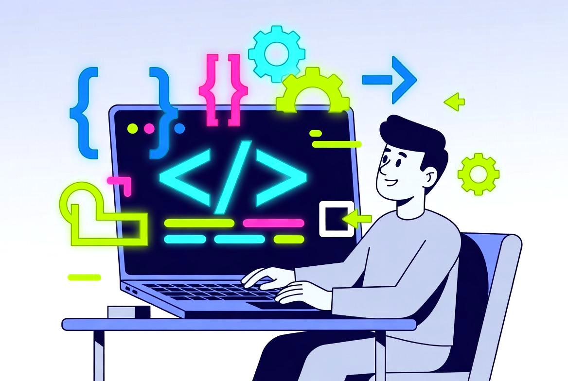 MongoDBとRedisのロゴが並び、その背後に個人開発者の作業デスクとクラウドサーバーのアイコンが重なるイメージ