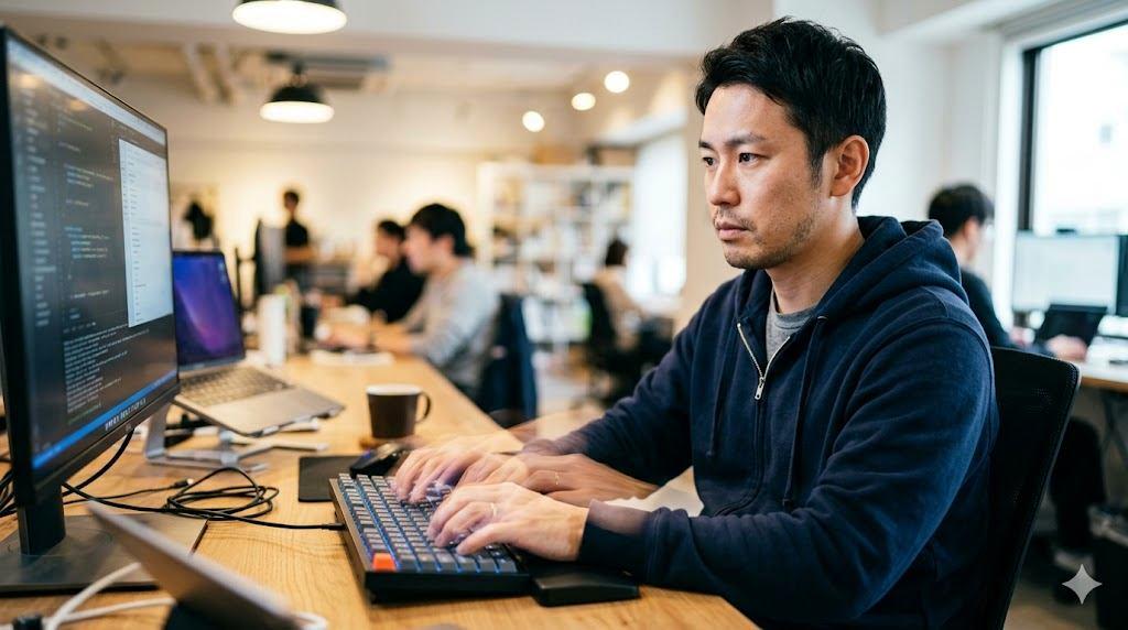 プログラミング学習の進捗を示すグラフとコードエディタのイメージ