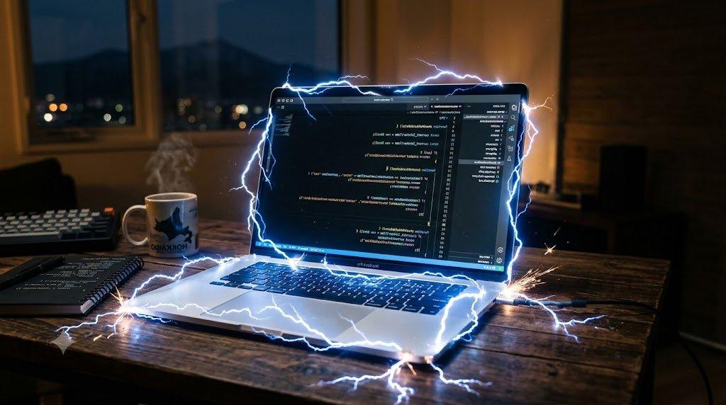 C#のasync/awaitとTaskによる並行処理の複雑性を表現したイメージ