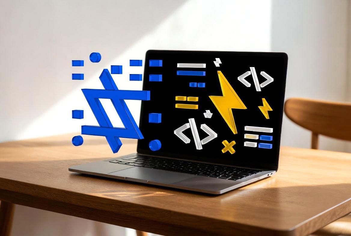 個人開発でJavaScriptとRubyの選択に迷うプログラマがモニターを見つめるイメージ