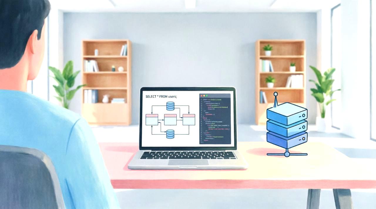 MySQLで検索が遅くなる典型的な原因（フルテーブルスキャン、非効率な結合など）をまとめた図。